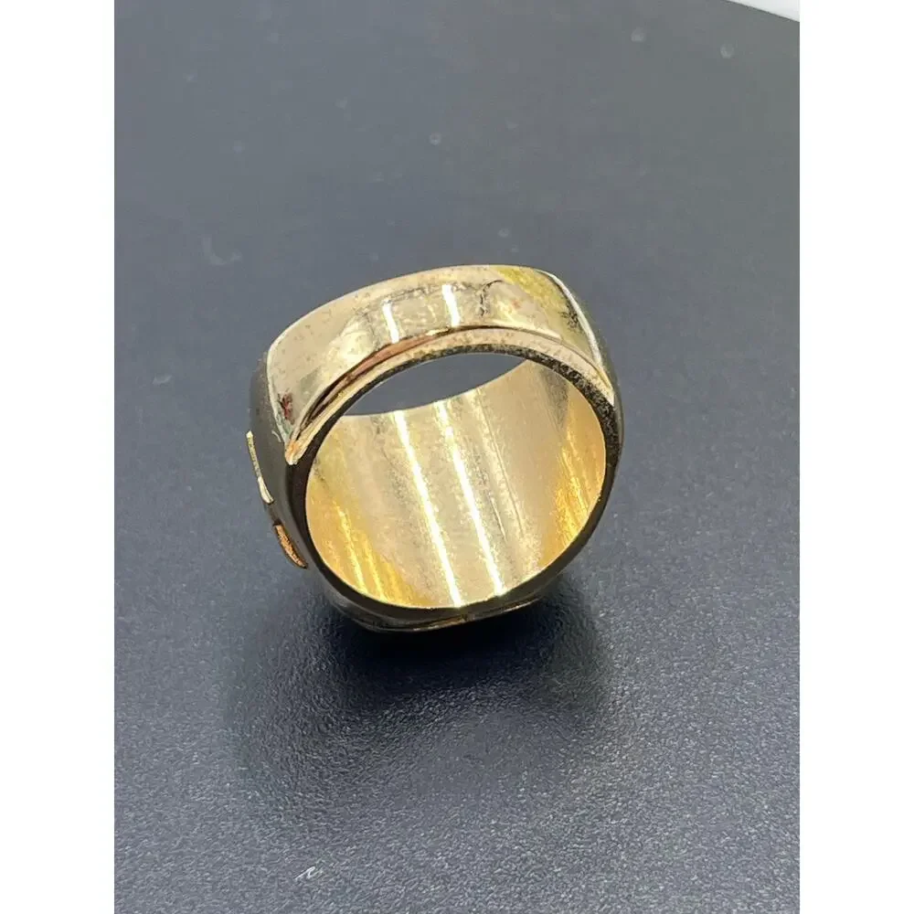 Gold Black Enamel Champions‎ Award Baseball Ring with 3D Design Sz 9 3/4